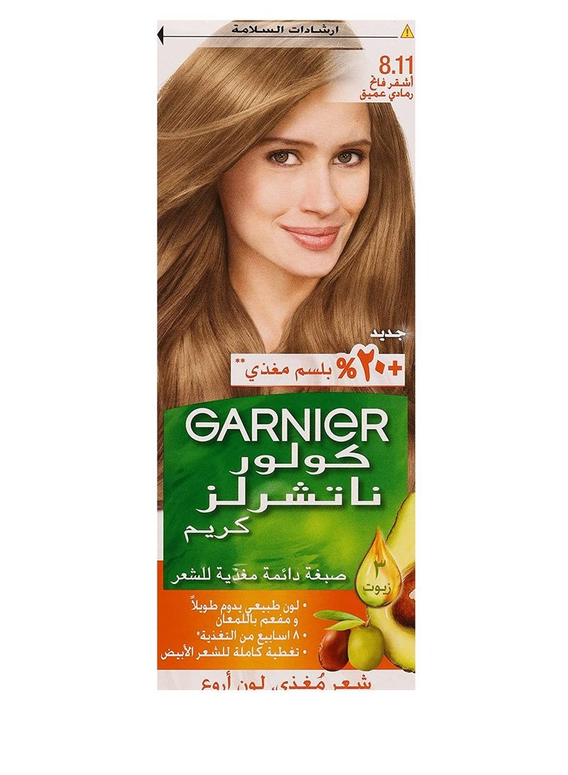 garnier Color Naturals 8.11 Deep Ashy Light Blonde Hair Color 112ml - Image 1